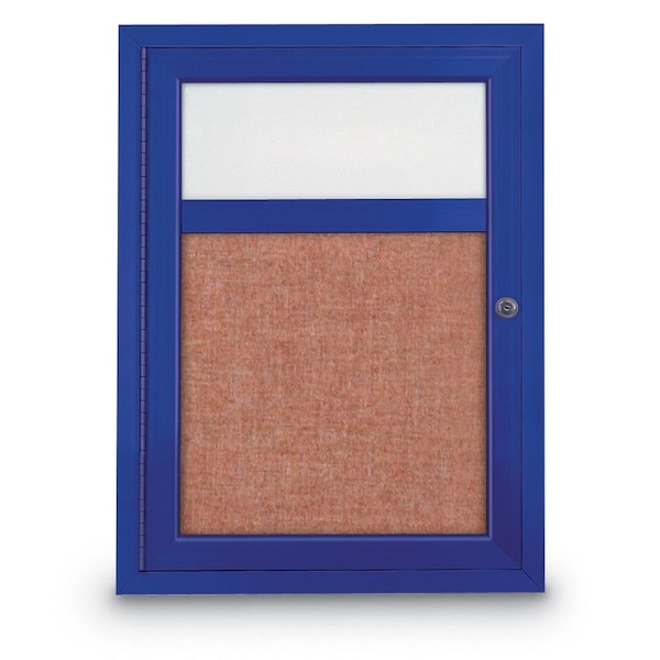 Slim Enclosed Corkboard, 30"x30", Black Alum Frame/Amethyst